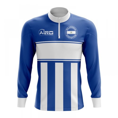 Nicaragua Concept Football Half Zip Midlayer Top (Blue-White)