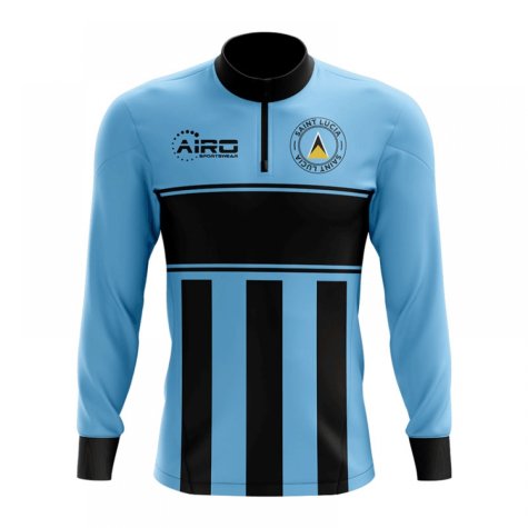 Saint Lucia Concept Football Half Zip Midlayer Top (Sky Blue-Black)