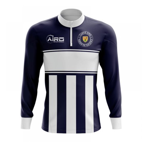 Turks and Caicos Islands Concept Football Half Zip Midlayer Top (Navy-White)