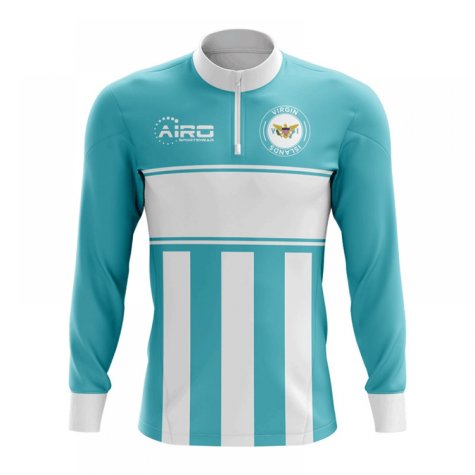 US Virgin Islands Concept Football Half Zip Midlayer Top (Sky Blue-White)