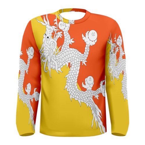 Bhutan Flag Long Sleeve Sublimated Sports Jersey