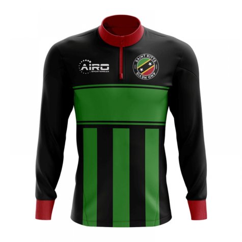 Saint Kitts and Nevis Concept Football Half Zip Midlayer Top (Black-Green)