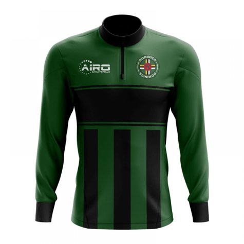 Dominica Concept Football Half Zip Midlayer Top (Green-Black)