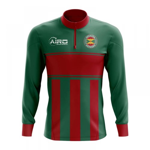 Grenada Concept Football Half Zip Midlayer Top (Green-Red)