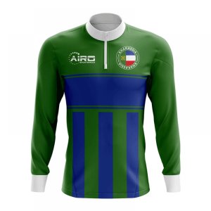 Khakassia Concept Football Half Zip Midlayer Top (Green-Blue)