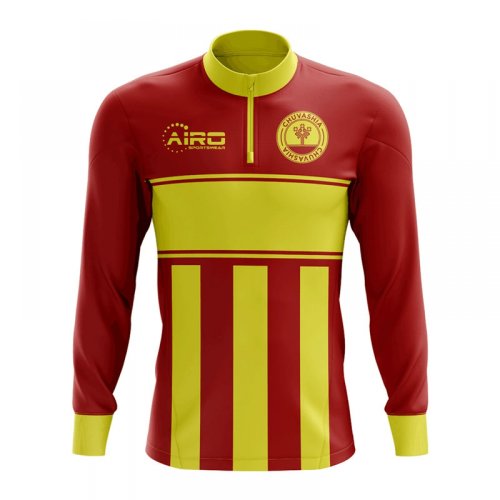 Chuvashia Concept Football Half Zip Midlayer Top (Red-Yellow)