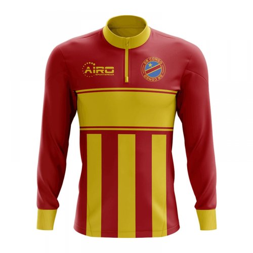 Democratic Republic of Congo Concept Football Half Zip Midlayer Top (Red-Yellow)