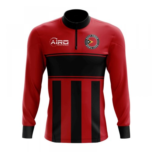 East Timor Concept Football Half Zip Midlayer Top (Red-Black)