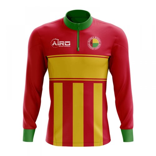 Guinea Bissau Concept Football Half Zip Midlayer Top (Red-Yellow)