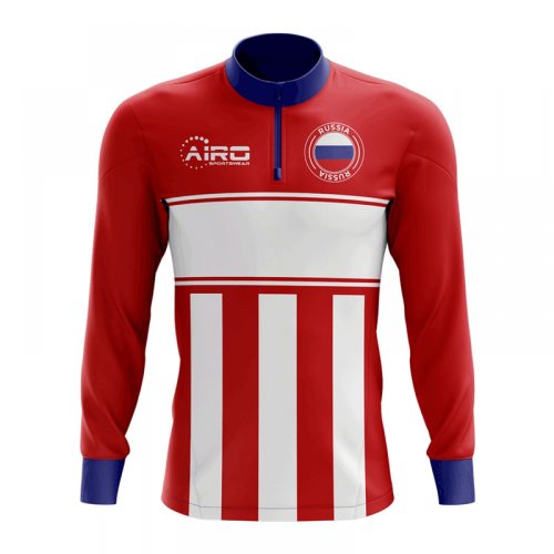 Russia Concept Football Half Zip Midlayer Top (Red-White)