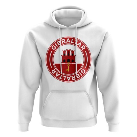 Gibraltar Football Badge Hoodie (White)