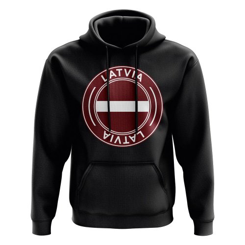 Latvia Football Badge Hoodie (Black)