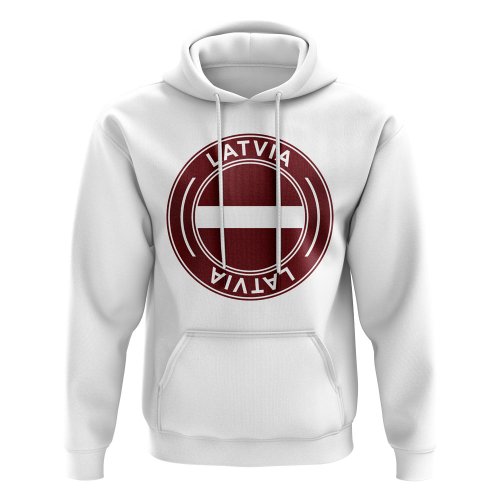 Latvia Football Badge Hoodie (White)