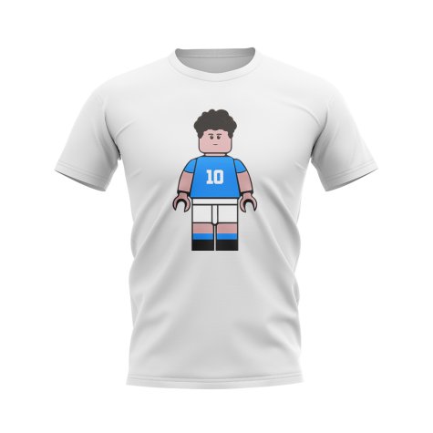 Diego Maradona Napoli Brick Footballer T-Shirt (White)