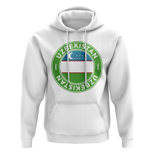 Uzbekistan Football Badge Hoodie (White)