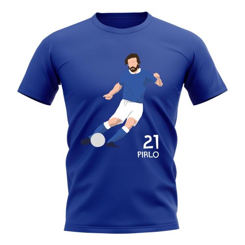 Andrea Pirlo Italy Player Graphic T-Shirt (Blue)