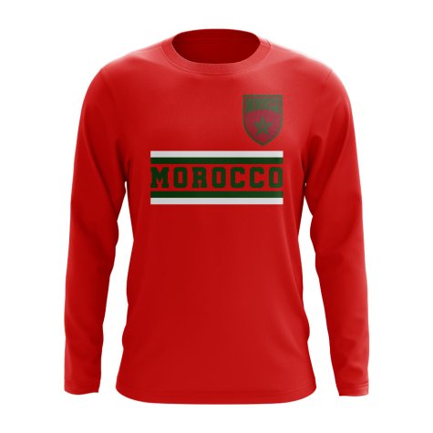 Morocco Core Football Country Long Sleeve T-Shirt (Red)