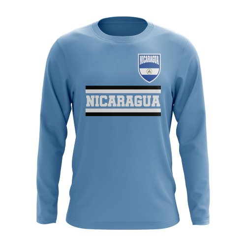 Nicaragua Core Football Country Long Sleeve T-Shirt (Sky)