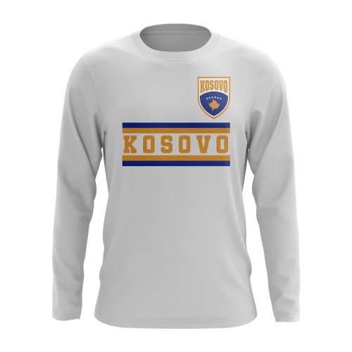 Kosovo Core Football Country Long Sleeve T-Shirt (White)