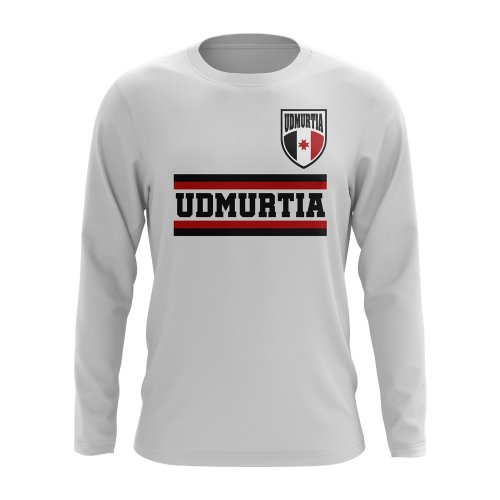 Udmurtia Core Football Country Long Sleeve T-Shirt (White)