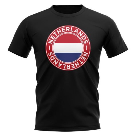 Netherlands Football Badge T-Shirt (Black)