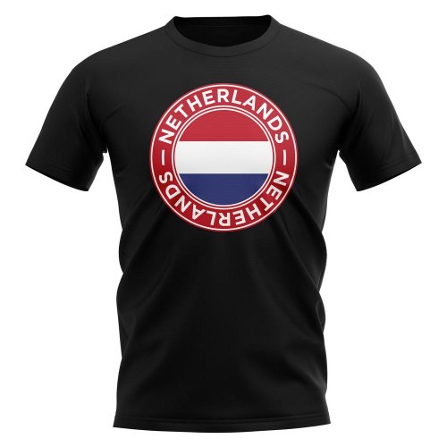 Netherlands Football Badge T-Shirt (Black)
