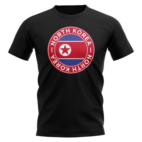 North Korea Football Badge T-Shirt (Black)