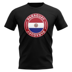 Paraguay Football Badge T-Shirt (Black)