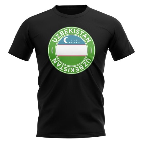 Uzbekistan Football Badge T-Shirt (Black)