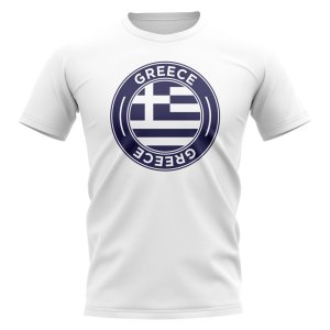 Greece Football Badge T-Shirt (White)