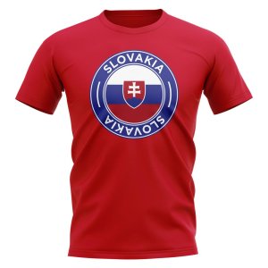 Slovakia Football Badge T-Shirt (Red) Slovakia Football Badge T-Shirt (Red)