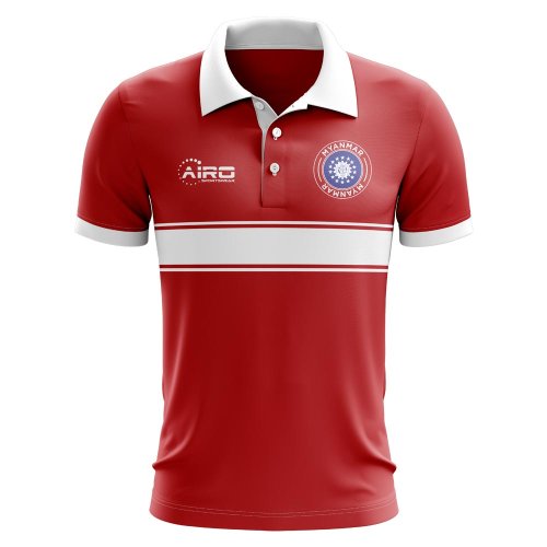 Myanmar Concept Stripe Polo Shirt (Red)