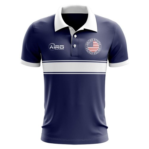 USA Concept Stripe Polo Shirt (Navy)