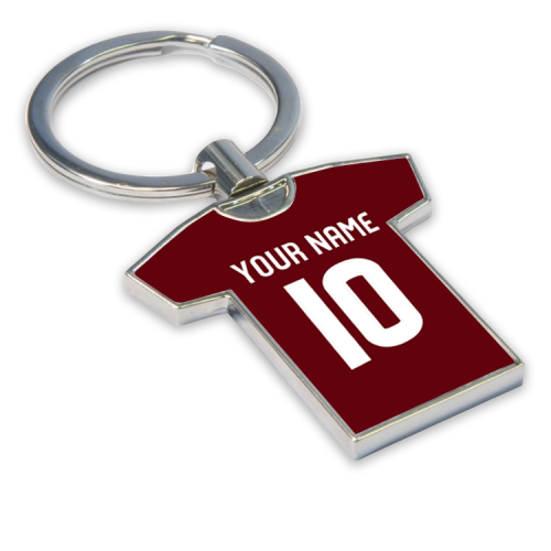 Personalised Hearts Football Shirt Key Ring