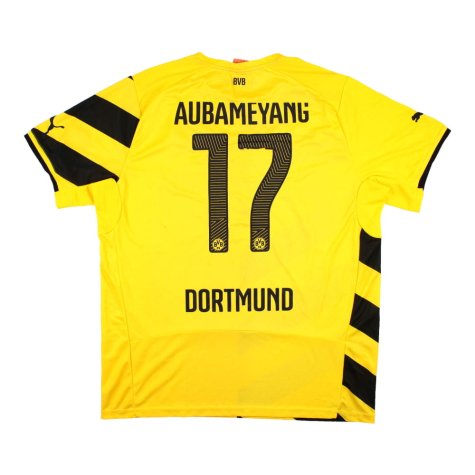 Borussia Dortmund 2014-15 Special Signed Cup Home Shirt (XL) Aubameyang #17 (Very Good)