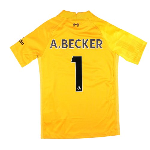 Liverpool 2021-22 Away Goalkeeper Shirt (Yellow) (Small Boys) A.Becker #1 (Excellent)