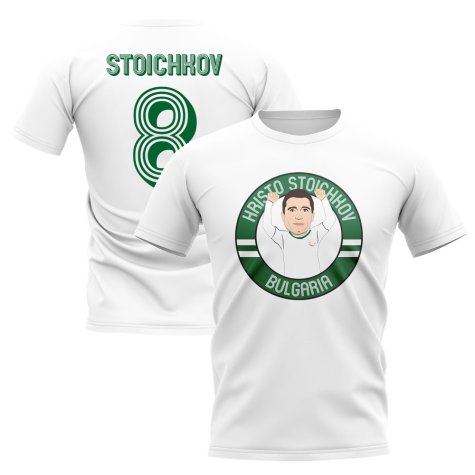 Hristo Stoichkov Bulgaria Illustration T-Shirt (White)