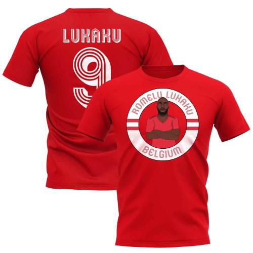 Romelu Lukaku Belgium Illustration T-Shirt (Red)