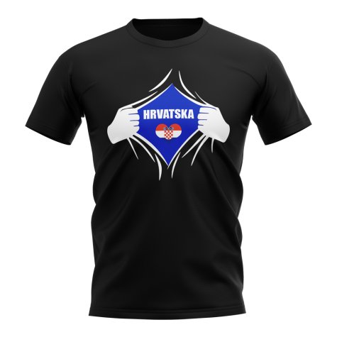 Croatia Chest Badge T-Shirt (Black)