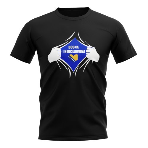 Bosnia And Herzegovina Chest Badge T-Shirt (Black)