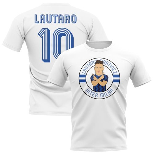 Lautaro Martnez Inter Milan Illustration T-Shirt (White)