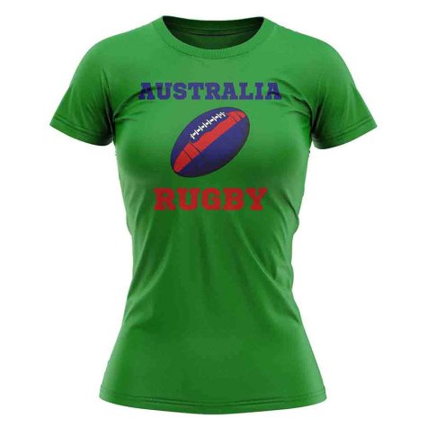 Australia Rugby Ball T-Shirt (Green) - Ladies