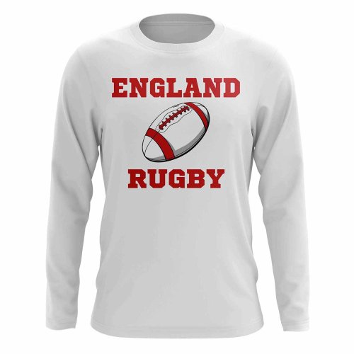 England Rugby Ball Long Sleeve Tee (White)