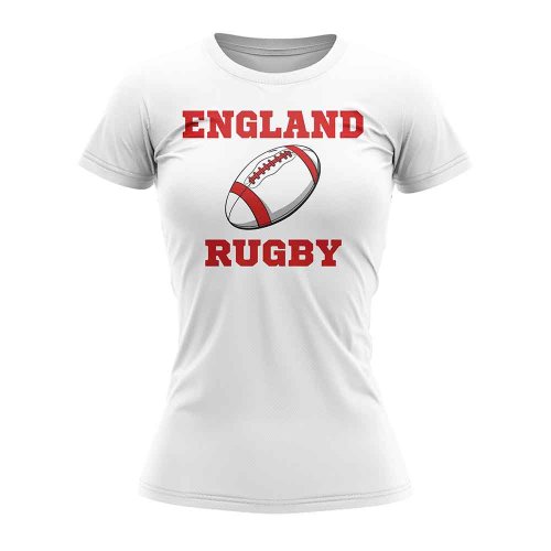 England Rugby Ball T-Shirt (White) - Ladies