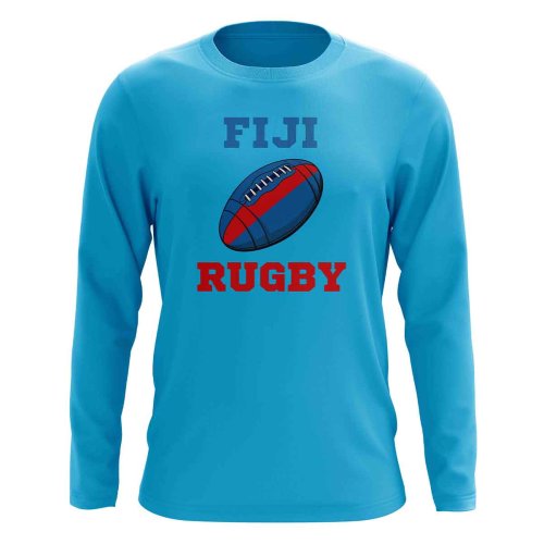 Fiji Rugby Ball Long Sleeve Tee (Aqua)