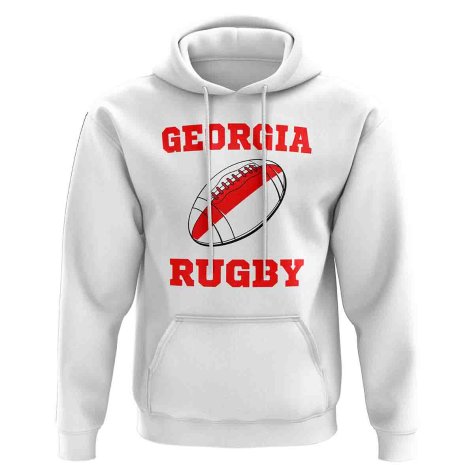 Georgia Rugby Ball Hoody (White)