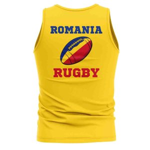 Romania Rugby Ball Tank Top (Yellow)