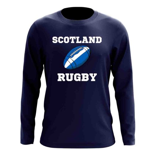 Scotland Rugby Ball Long Sleeve Tee (Navy)