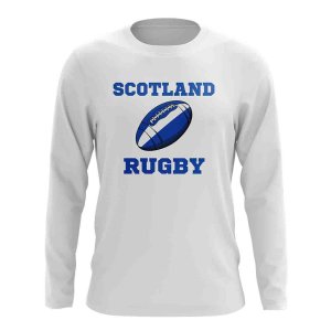 Scotland Rugby Ball Long Sleeve Tee (White)