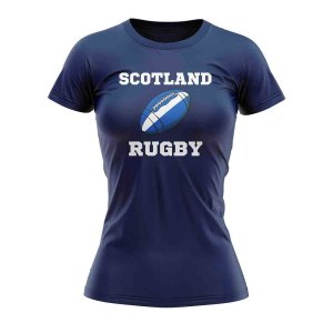 Scotland Rugby Ball T-Shirt (Navy) - Ladies